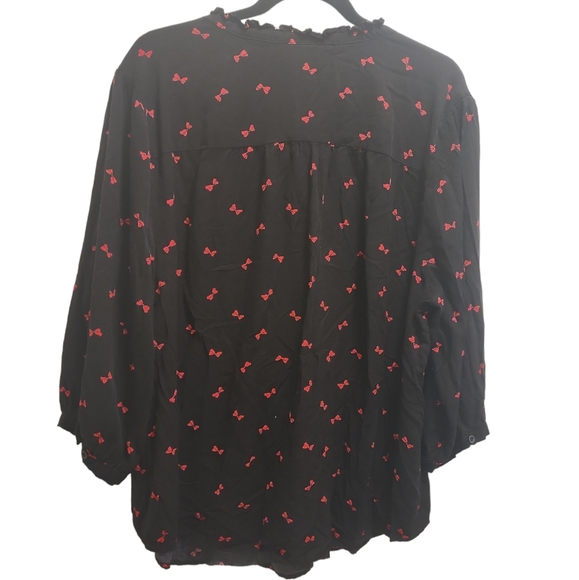 Torrid Twill Tie Neck Peasant Top sz 3 (22-24) - Picture 13 of 16